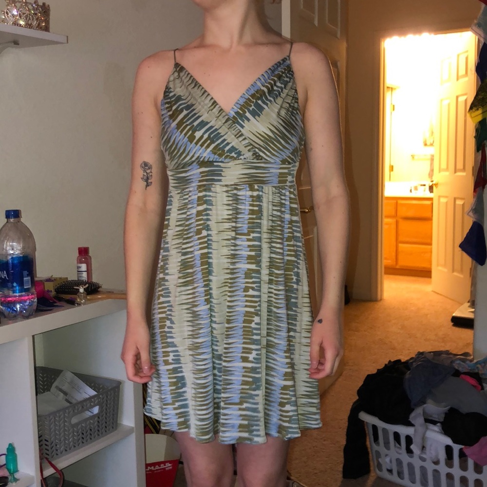 green patterned dress
